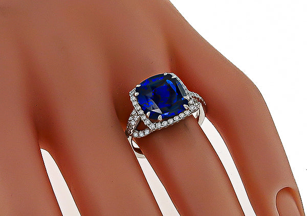 5.16ct Sapphire 1.00ct Diamond Engagement Ring