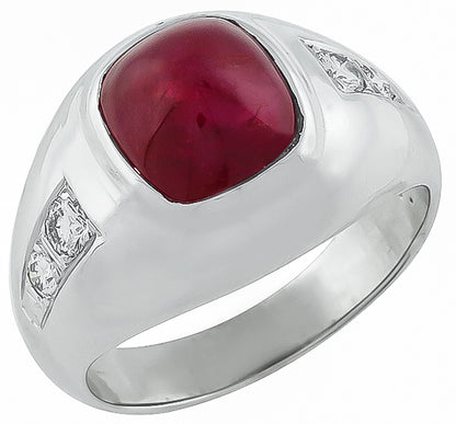 5.36ct Burmese Ruby 0.25ct Diamond Ring