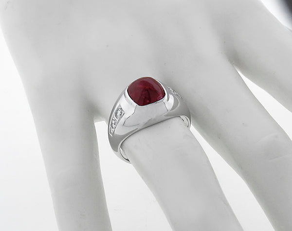 5.36ct Burmese Ruby 0.25ct Diamond Ring