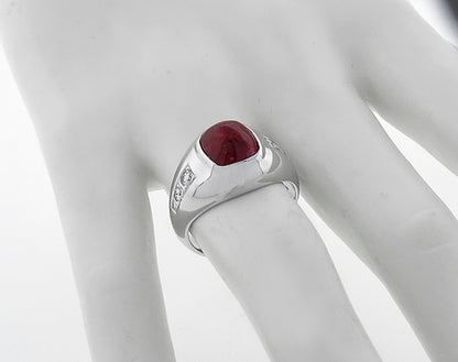 5.36ct Burmese Ruby 0.25ct Diamond Ring