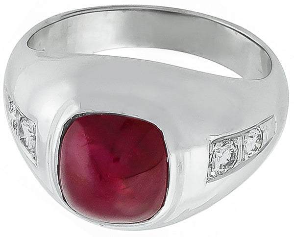 5.36ct Burmese Ruby 0.25ct Diamond Ring