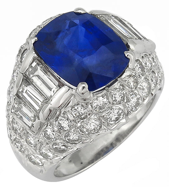 5.36ct Ceylon Sapphire 2.40ct Diamond Gold Ring