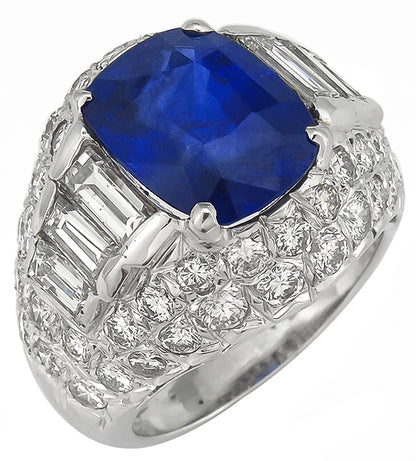 5.36ct Ceylon Sapphire 2.40ct Diamond Gold Ring