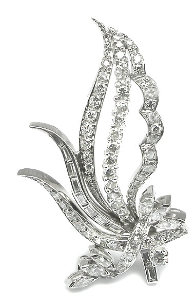 5.50ct Platinum Diamond Floral Pin