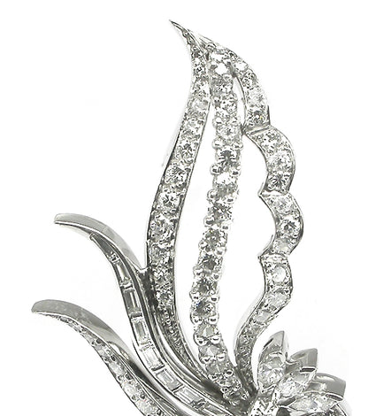 5.50ct Platinum Diamond Floral Pin