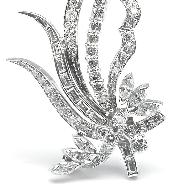 5.50ct Platinum Diamond Floral Pin