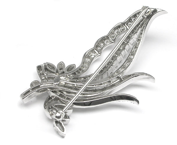 5.50ct Platinum Diamond Floral Pin
