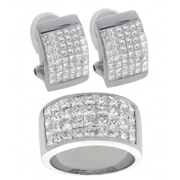 5.92ct Diamond Gold Ring and Earrings Set