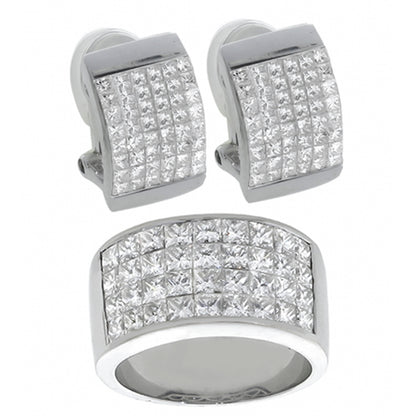 5.92ct Diamond Gold Ring and Earrings Set