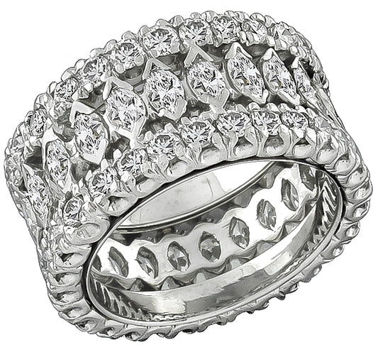 5ct Marquise & Round Diamond Platinum Eternity Band