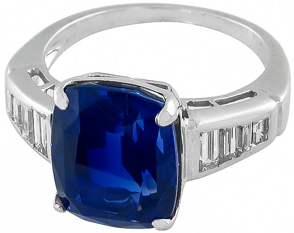 6.21ct Ceylon Sapphire 0.30ct Diamond Engagement Ring