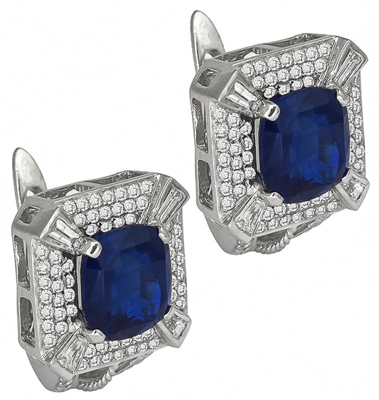 6.80ct Sapphire 2.00ct Diamond Earrings