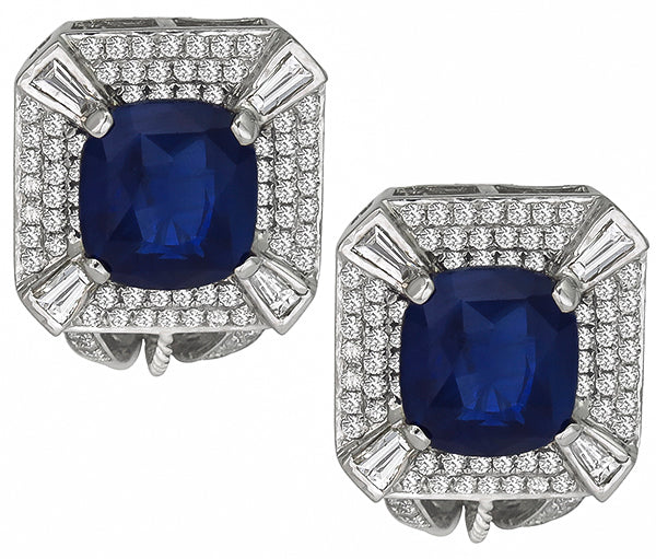 6.80ct Sapphire 2.00ct Diamond Earrings