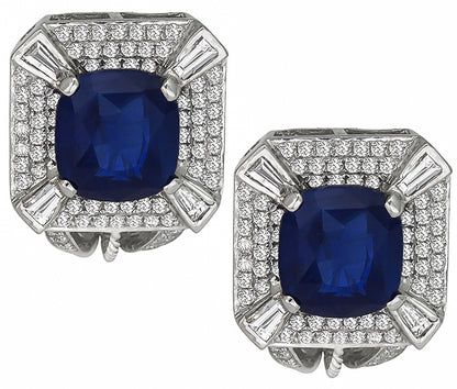 6.80ct Sapphire 2.00ct Diamond Earrings
