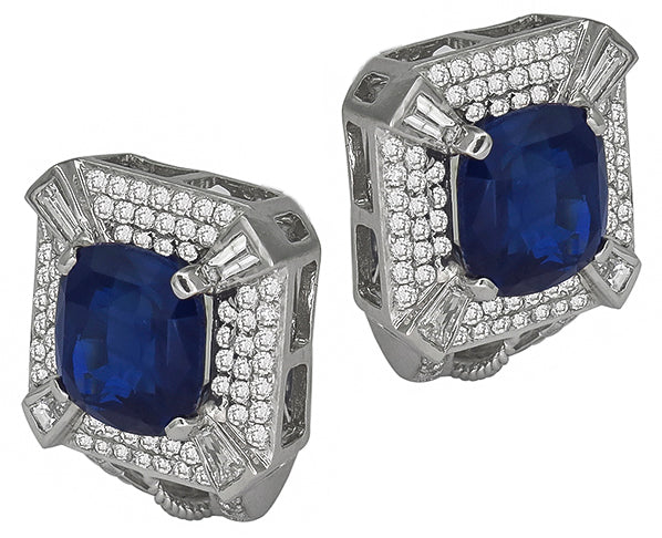 6.80ct Sapphire 2.00ct Diamond Earrings