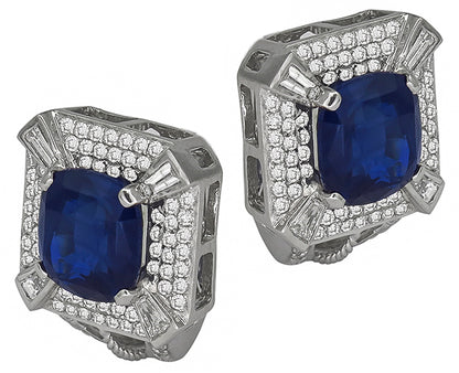 6.80ct Sapphire 2.00ct Diamond Earrings