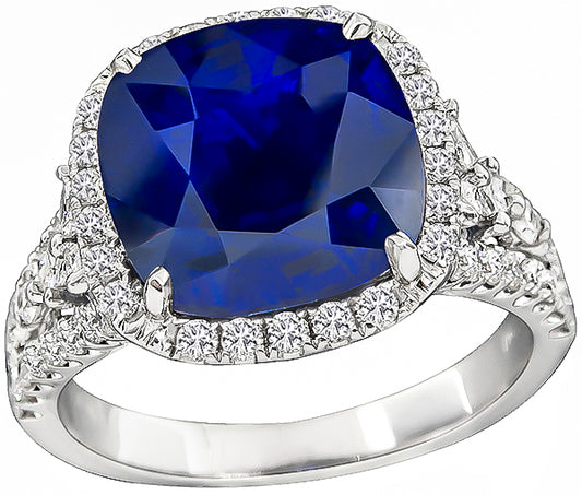 6.85ct Sapphire 0.50ct Diamond Engagement Ring