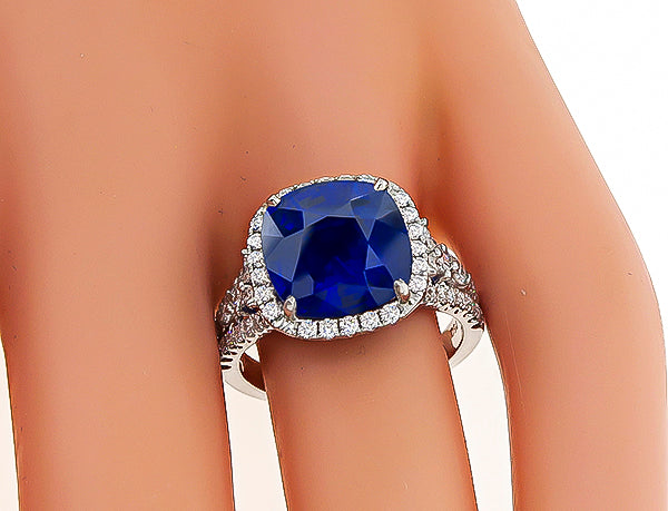 6.85ct Sapphire 0.50ct Diamond Engagement Ring
