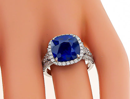 6.85ct Sapphire 0.50ct Diamond Engagement Ring