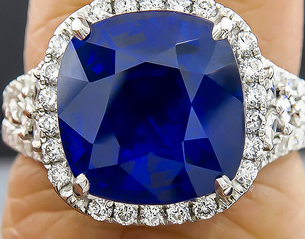 6.85ct Sapphire 0.50ct Diamond Engagement Ring