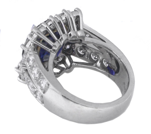 6.89ct Ceylon Sapphire 3.40ct Diamond 18k Gold Platinum Ring
