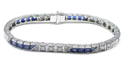 7ct Art Deco Style Sapphire 2.10ct Diamond Bracelet