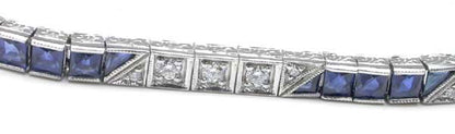 7ct Art Deco Style Sapphire 2.10ct Diamond Bracelet