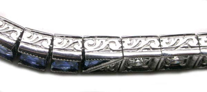 7ct Art Deco Style Sapphire 2.10ct Diamond Bracelet