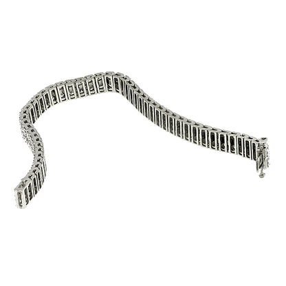 Vintage Double Row 8.00ct Round Cut Diamond 14k White Gold Bracelet