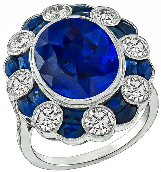 8.03ct Sapphire 1.66ct Diamond Ring