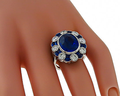 8.03ct Sapphire 1.66ct Diamond Ring