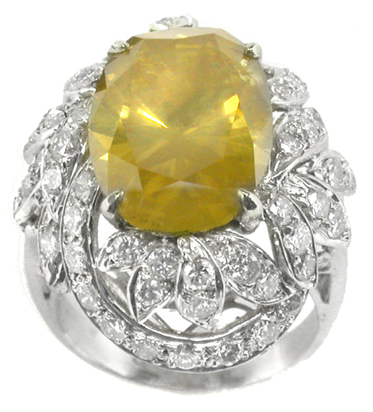 8.47ct  Yellow Diamond Platinum Ring