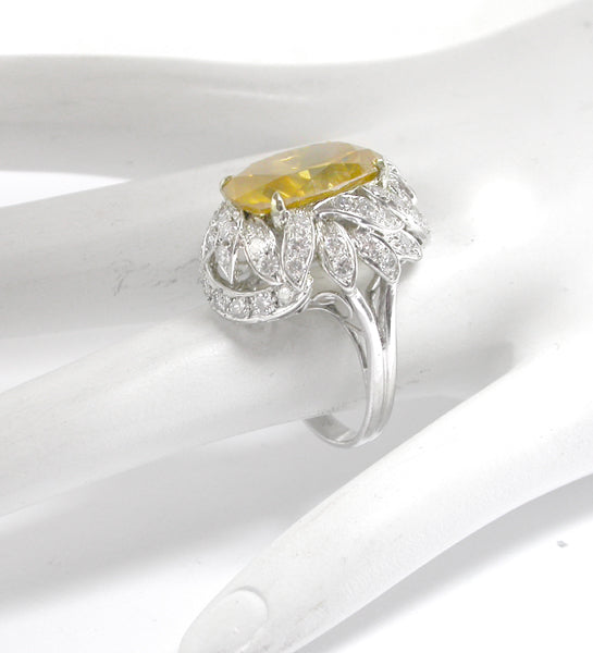 8.47ct  Yellow Diamond Platinum Ring