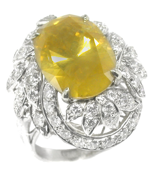 8.47ct  Yellow Diamond Platinum Ring