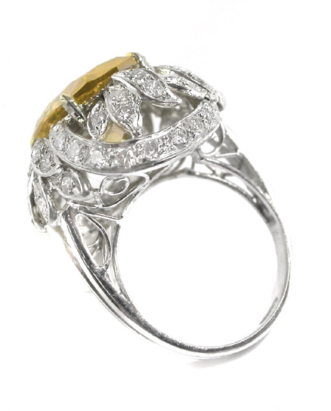 8.47ct  Yellow Diamond Platinum Ring