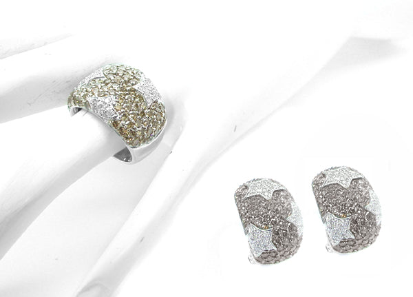 9.00ct Fancy Brown Diamond 1.50ct White Diamond Ring and Earrings Set