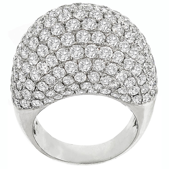 Estate 7.00ct Round Brilliant Diamond Bombe 18k White Gold Ring