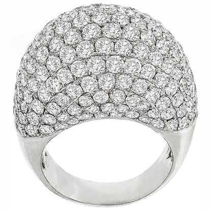 Estate 7.00ct Round Brilliant Diamond Bombe 18k White Gold Ring