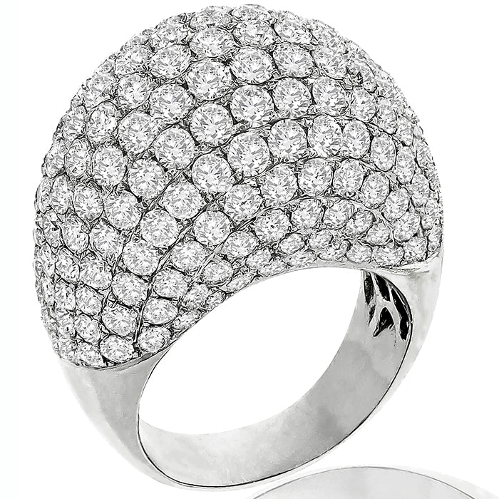 Estate 7.00ct Round Brilliant Diamond Bombe 18k White Gold Ring