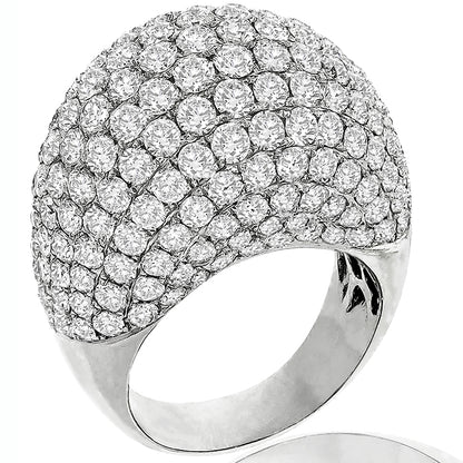 Estate 7.00ct Round Brilliant Diamond Bombe 18k White Gold Ring