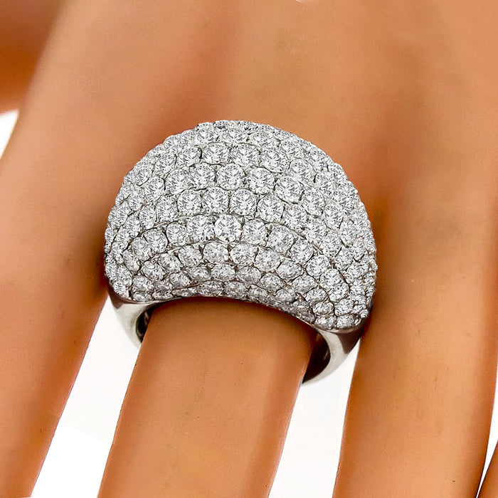 Estate 7.00ct Round Brilliant Diamond Bombe 18k White Gold Ring