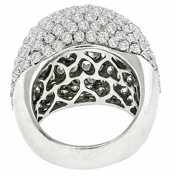 Estate 7.00ct Round Brilliant Diamond Bombe 18k White Gold Ring