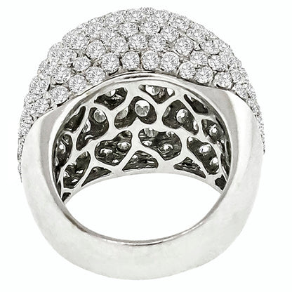 Estate 7.00ct Round Brilliant Diamond Bombe 18k White Gold Ring
