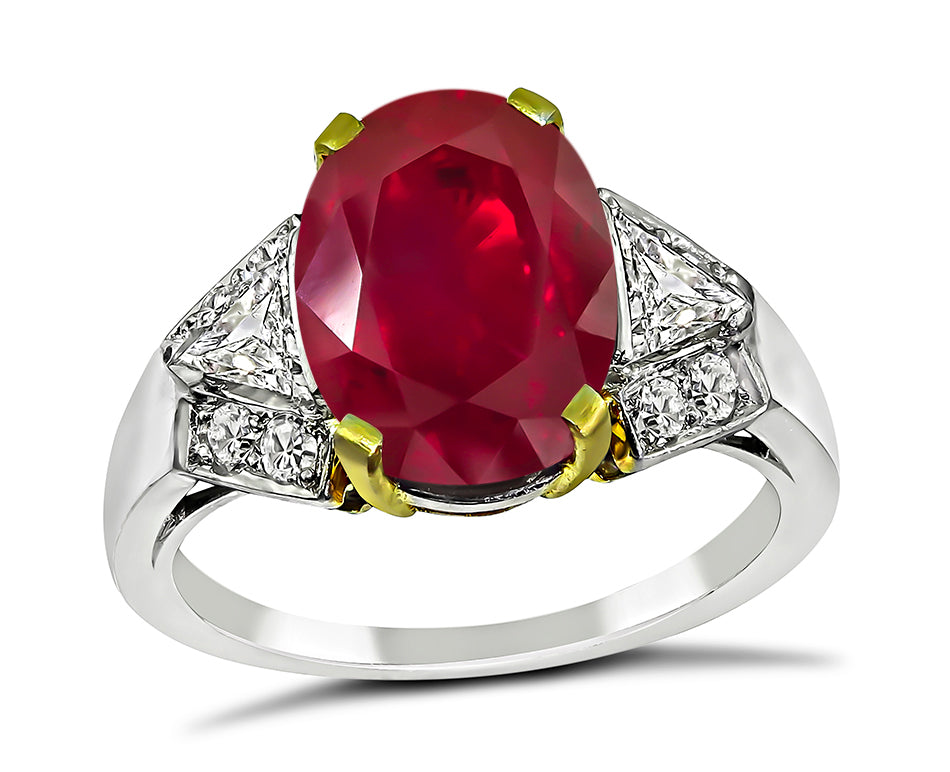 AGL Certified 3.63ct Natural No-Heat Burmese Ruby Engagement Ring