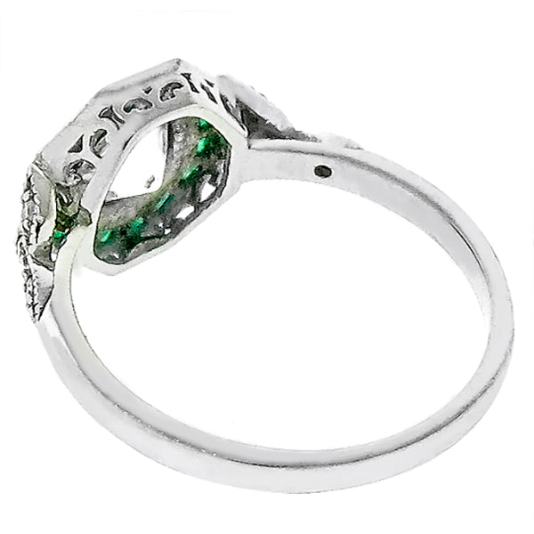 Estate GIA Certified 1.02ct Diamond Emerald Engagement Ring