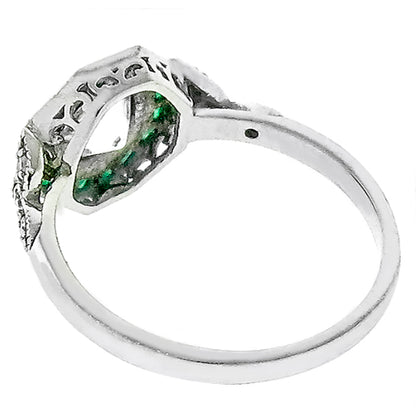 Estate GIA Certified 1.02ct Diamond Emerald Engagement Ring