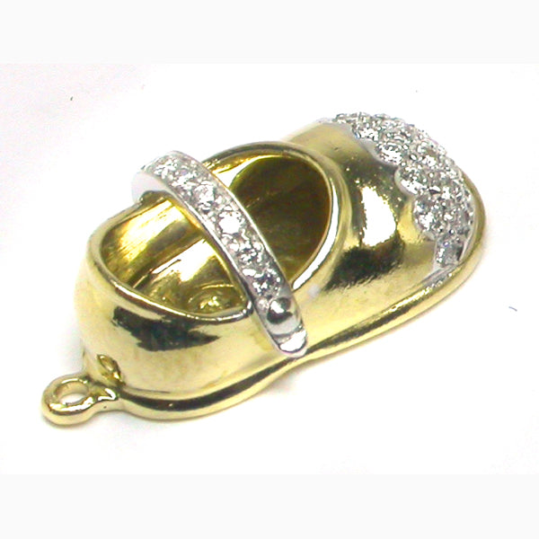 Aaron Basha 0.70ct Diamond 18k Yellow & White Gold Baby Shoe Charm Pendant