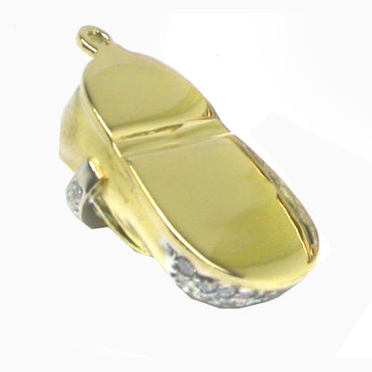 Aaron Basha 0.70ct Diamond 18k Yellow & White Gold Baby Shoe Charm Pendant