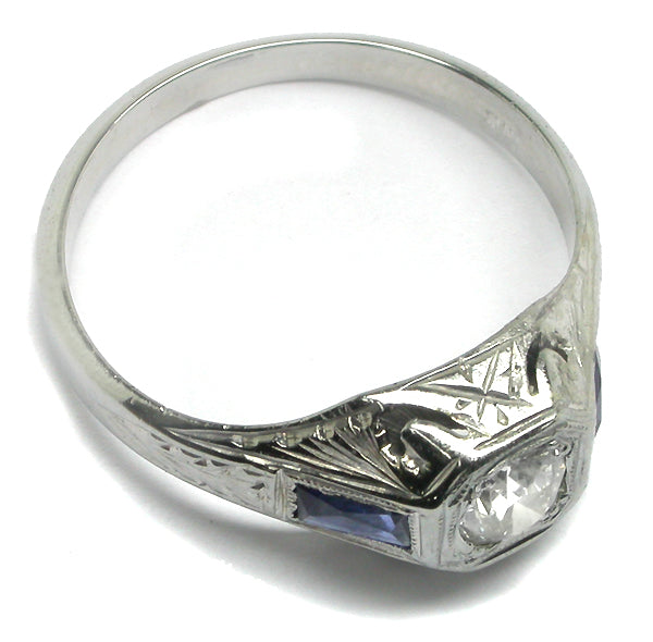 Antique 0.28ct Diamond 18k White Gold Engagement Ring