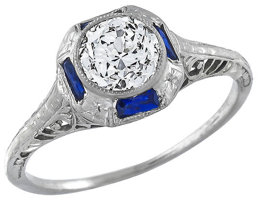 Antique 0.63ct Diamond Engagement Ring